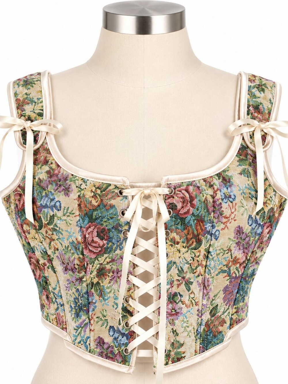 Scarlet Darkness Renaissance Corset Top Sz 14 NWT Tapestry Floral Lace Up Boho